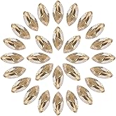 MECCANIXITY 100Pcs Horse Eye Shape Rhinestones, 7 x 15 mm Point Back Rhinestone Beads for Jewelry Making Crafts Costume Crystal Embellishments, Champagne