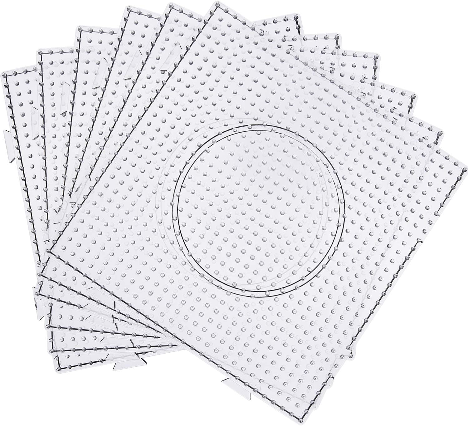 Maxdot 5 mm Large Square Fuse Beads Boards Clear Plastic Pegboards for Kids Craft Beads (9)