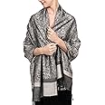 Achillea Two Tone Vintage Jacquard Paisley Pashmina Shawl Wrap Scarf