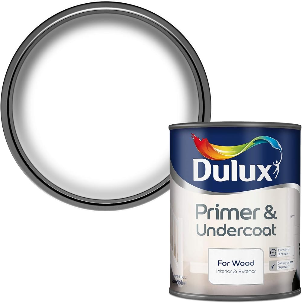Dulux Primer & Undercoat Paint For Wood 750Ml White Quick Dry Water Based