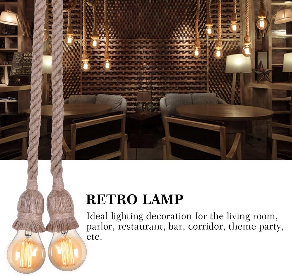 Rope Chandelier Pendant Light Ceiling Lamp E27 Base Lamp Cord Retro Loft Chandelier Without Bulb for DIY Home Bedroom Restaurant Cafe Bar Country Decoration - Image 3