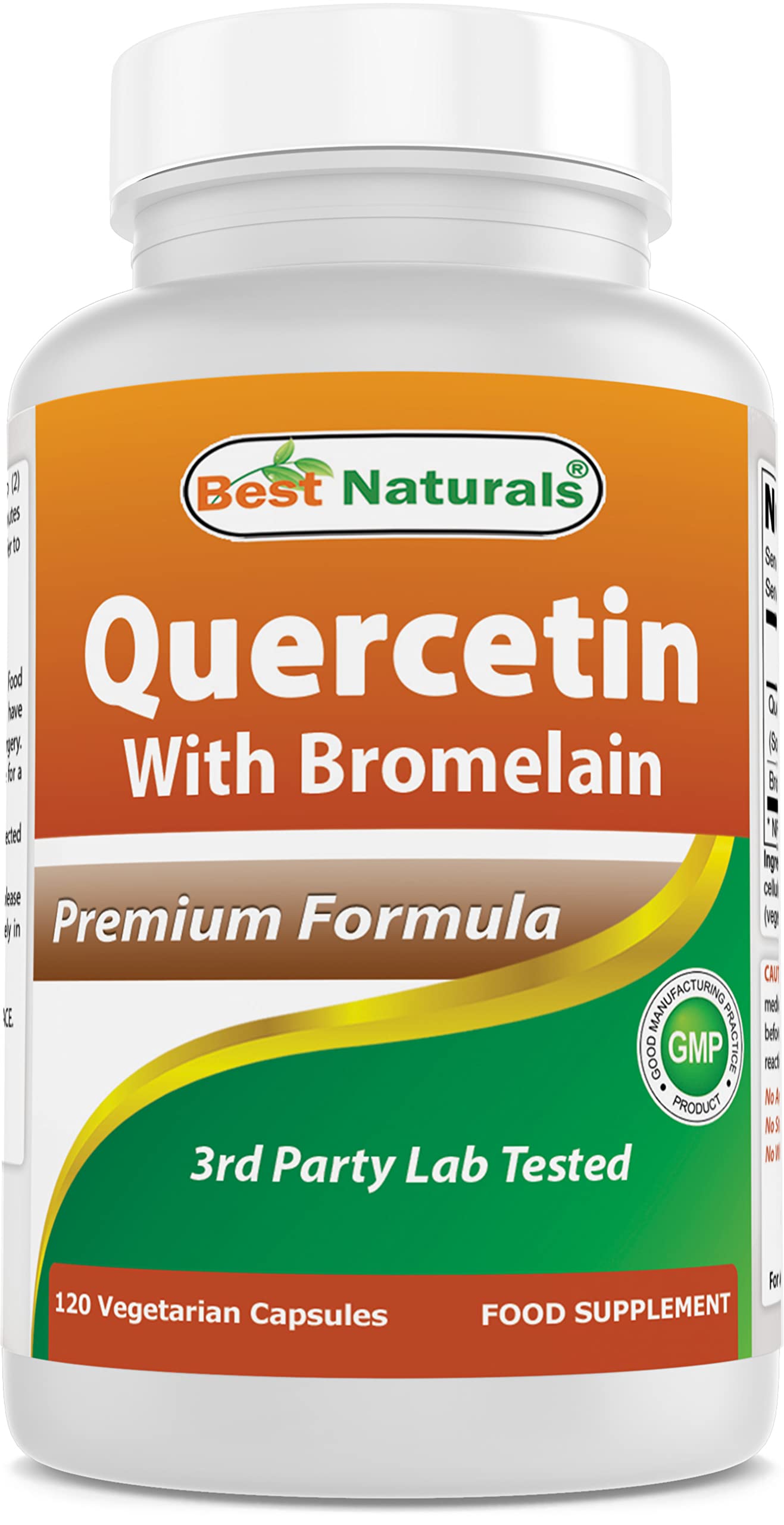Best Naturals Quercetin with Bromelain Veggie Capsule - 800mg of Quercetin & 165 mg of Bromelain (2400 GDU/g), 120 Count (120 Count (Pack of 1))