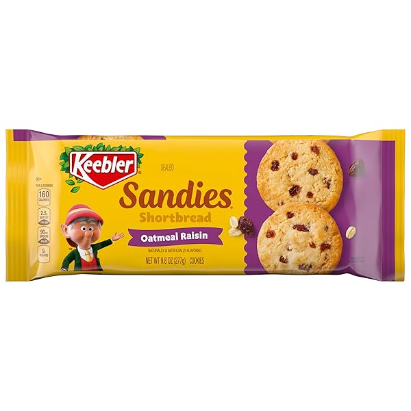 KEEBLER SANDIES SHORTBREAD OATMEAL RAISIN COOKIES, PANTRY PACK, 9.8 OZ