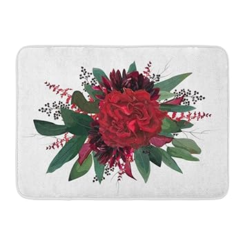 Lifipok Home Tapis De Bain Bouquet De Fleurs Jardin Rouge