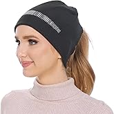 GADIEMKENSD Ponytail Beanie for Women Running Winter Hat with Reflective Accents
