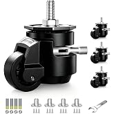 ANDUTEES Leveling Casters Set of 4, Heavy Duty Workbench Stem Caster Wheels with T-Nuts, Adjustable Retractable Swivel Industrial Castors with Ratchet Handle, Load 4400 Lbs (Stem Size 1/2" and M12)