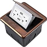 Vagueior Recessed Floor Electrical Outlet Kit,Waterproof Electrical Outlet Covcer Box,Hidden 4.8A USB+20A Tamper-Resistant Receptacle Outlet with Slow Elastic Damping ,ETL Certified, Bronze