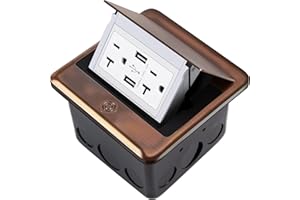 Vagueior Pop-Up Floor Box Kit, 4.8A USB Outlet, 20A Tamper-Resistant Receptacle Outlet, Corrosive Resistant Hardware, Bronze ETL Certified