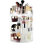 AMEITECH Makeup Organizer, 360 Degree Rotating Adjustable Cosmetic Storage Display Case with 8 Layers Large Capacity, Fits cosmetics, Makeup Brushes, Lipsticks and More, Clear