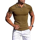 Agilelin Men's Muscle Slim Fit Polo Shirts Long&Short Sleeve Stretch T-Shirts Casual Stylish Tee for Golf Workout