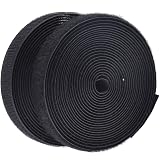 IHKFILAN 5 Yards Sew On Hook and Loop Tape Fastening Nylon Fabric Tape with Non-Adhesive for DIY Craft Interlocking Tape Sewing Fasteners (3/4''Wide, 5 Yard Hook + 5 Yard Loop) for Roll,Black