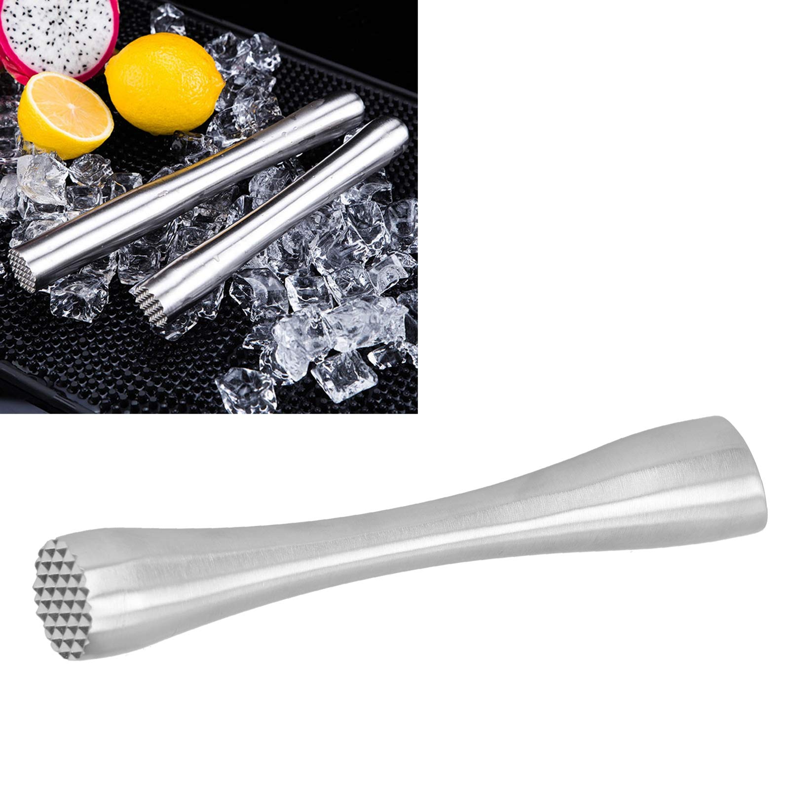 Zerodis Cocktail Muddler, Ice Crushing Rod Stainless Steel Mojito Masher Ice Crusher Masher Cocktail Pestle Drink Bartender Tool for Kitchen Bar Restaurant 20cm