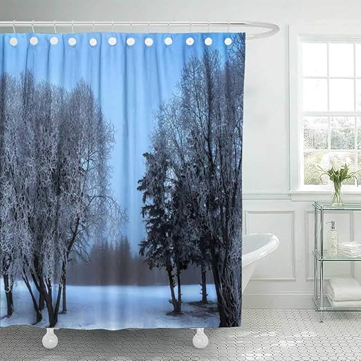 Amazon Com Kioao Christmas Shower Curtain Liner Farmhouse Shower