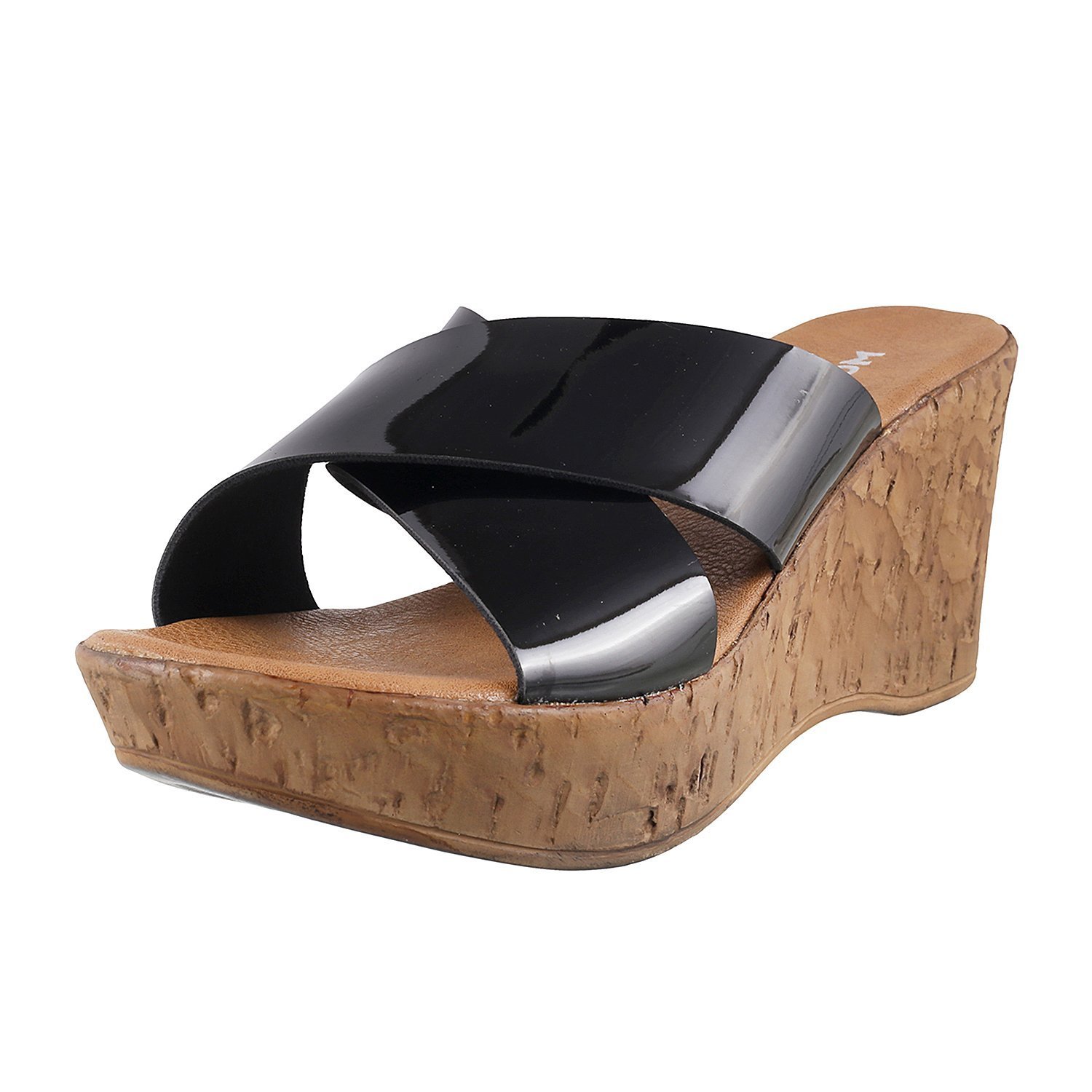 mochi women black synthetic sandals (34-9155)