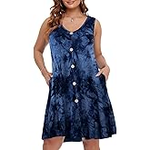 BELAROI Summer Dresses for Women Beach Tshirt Sundress V Neck Casual Swing Tank Dress Swimsuit Cover Ups Pockets