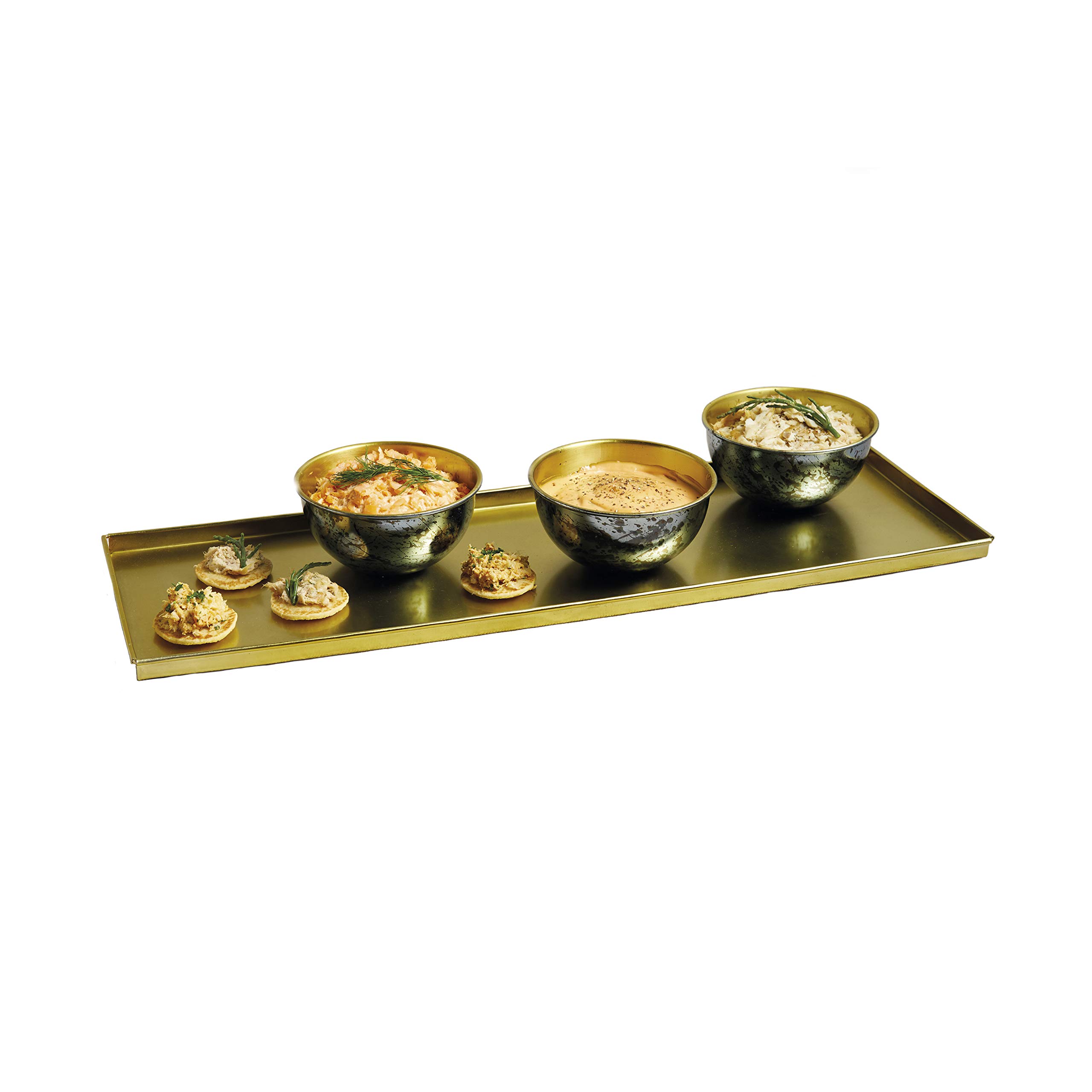 Artesà Serving Platter with Tapas Dishes in Gift Box, Galvanised Steel, Metallic Blue/Brass