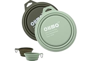 OHMO Large Collapsible Dog Bowls, (2 Pack 27oz/800ml) Premium Silicone Portable Travel Water Food Foldable Bowls Pet Feeding Bowl for Outdoor Camping Hiking