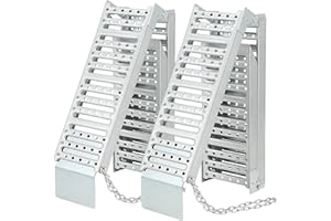72" x 9" Foldable ATV Ramps (2-Pack) - 1000 lb Total Capacity, Heavy-Duty Metal Construction, Anti-Slip Surface, Silver