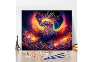 TUMOVO Phoenix Paint by Number for Adults, Noble Phoenix Paint by Numbers, DIY Oil Painting Kit with Brushes and Pigment, Style of Colorful Cubism Oil Painting, 16"x20"