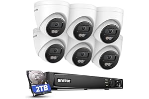 ANNKE 4K PoE Security Camera System, 12MP H.265+ 8CH NVR with 2TB Surveillance Grade HDD, 6Pcs 8MP IP Cams, Spotlight Color Night Vision, RTSP, IP67 Waterproof