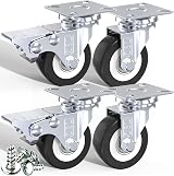 DSL Castor Wheels 50mm Heavy Duty Set of 4 Trolley Furniture Casters 240KG PU view 1