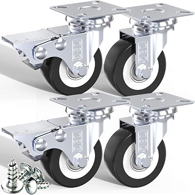 DSL Castor Wheels 50mm Heavy Duty Set of 4 Trolley Furniture Casters 240KG PU