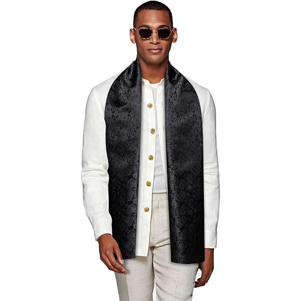 Men's Black Satin Formal Scarf – Classic Tuxedo & Opera Evening Accessory  with Hand-Tied Fringe – Elegant Black Tie Wrap for Weddings, Galas,  Theater, Holiday Events & Vintage Formal Attire at Amazon