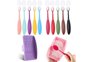 10Pcs Colored Mini Ink Blending Brushes BlendersInk Blending Tool with 1 Pcs Handheld Silicone Brush Scrubber Brush Cleaning 