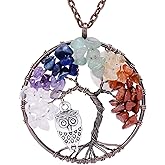 Sedmart Handmade 7 Chakra Tree of life pendant Amethyst Gemstone Chakra Crystal Quartz Stone Pendant Rose Crystal Necklace Gemstone Chakra Jewelry Mothers Day Gifts