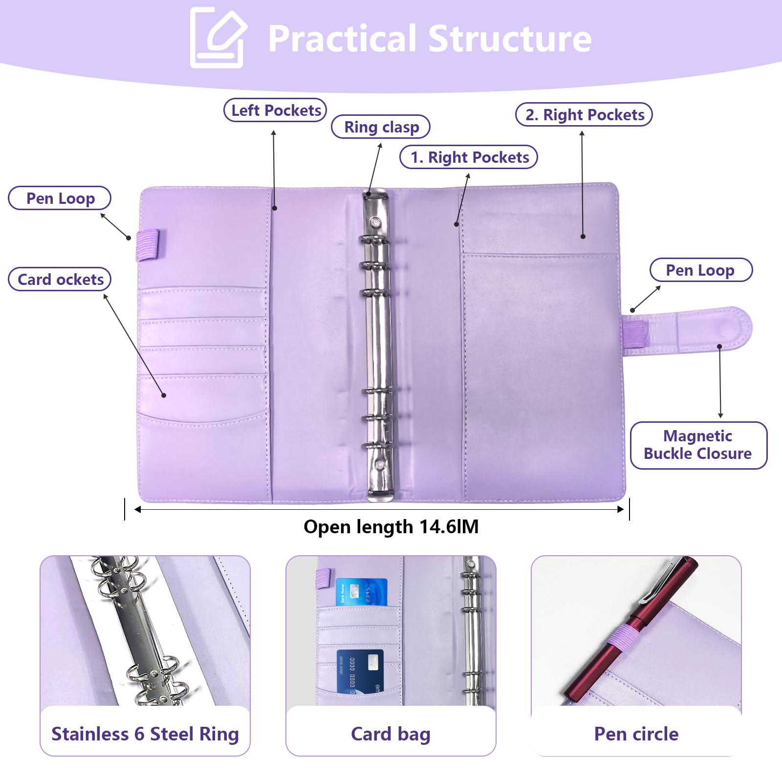 100 Envelopes Money Saving Challenge, Easy and Fun Way to Save $5,050, Budget Binder Savings Challenge Book, Savings Challenges Budget Book Binder,Budget Planner Book for Saving Money (Violet)