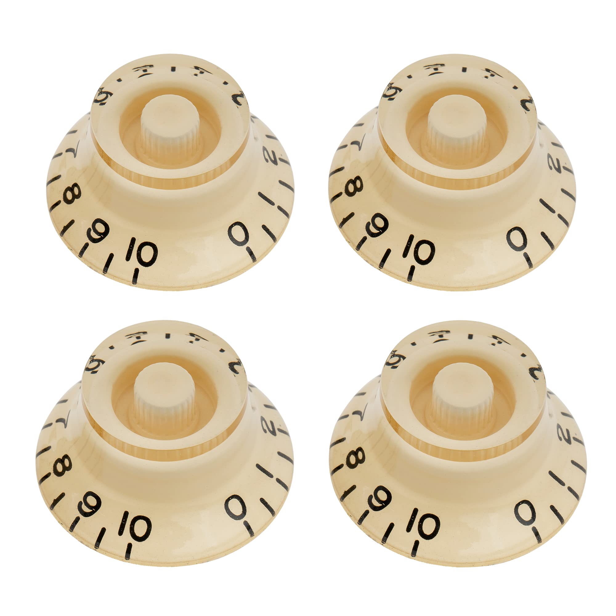 Musiclily Pro Inch Size Guitar Top Hat Bell Knobs Compatible with USA Made Les Paul Style Electric Guitar, Cream (Set of 4)