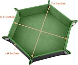 SIQUK 2 Pieces Dice Trays Hexagonal Folding Tray PU Leather Velvet Holder Green view 2