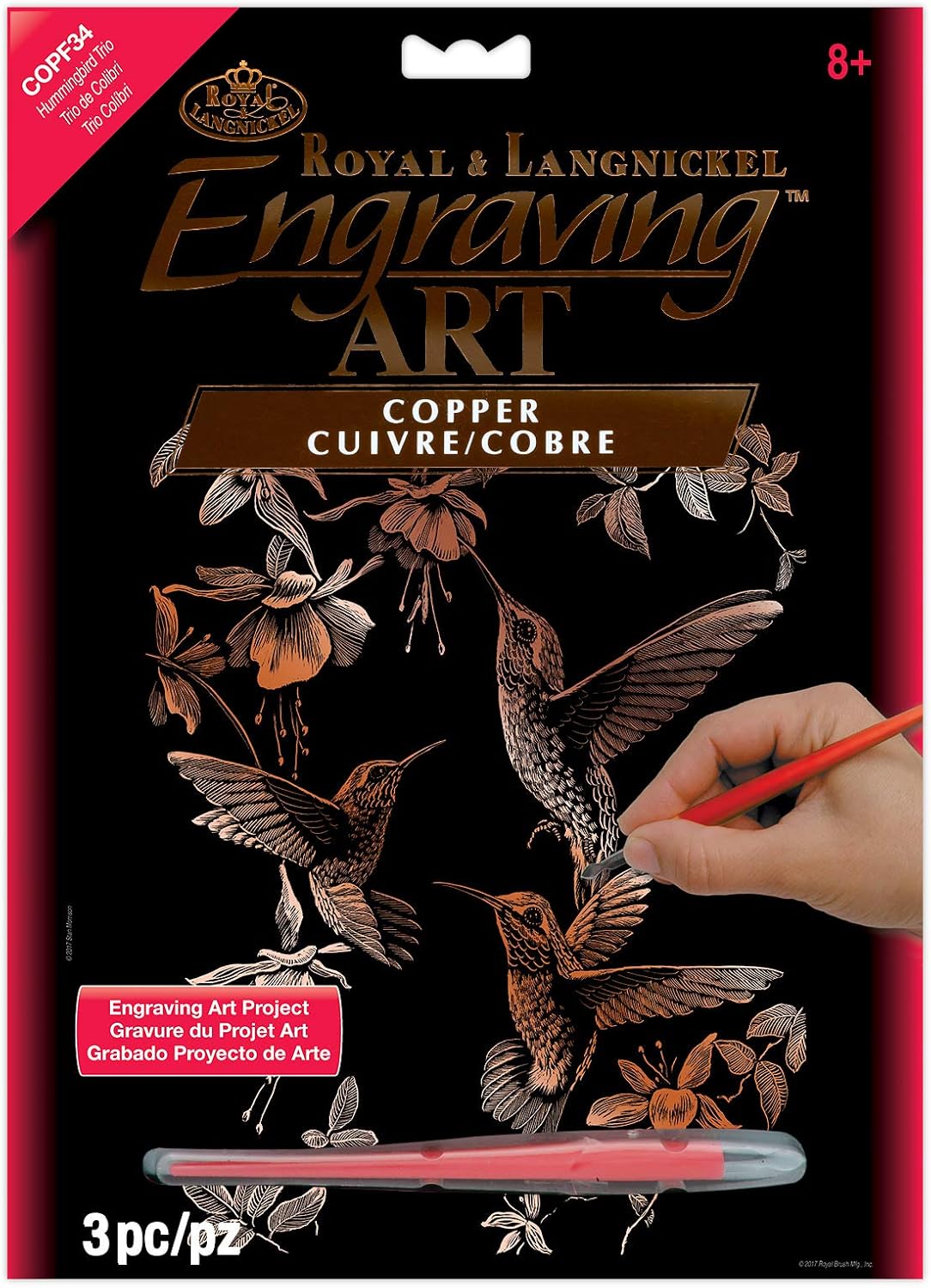 ROYAL BRUSH MANUFACTURING FOIL Engraving Art HUMMINGBRD, Hummingbird Trio, One Size