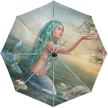 Amazon Com Kids Auto Umbrella Windproof Oil Painting Green Shiny