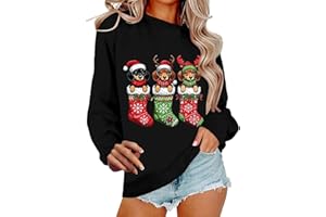 GENERIC Heevina Dog Mom Christmas Sweatshirts For Women Dachshund Light Cat Squirrel Dogs Printed Crewneck 2024 Sweatshirt