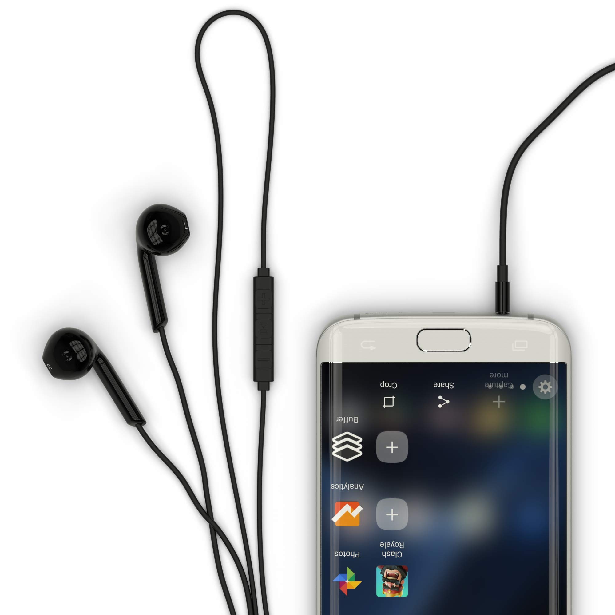 esorio Kopfhörer In-Ear In-Ears Headset mit Lautstärkeregler und mit Mikrofon für Apple i-Phone i-OS in schwarz