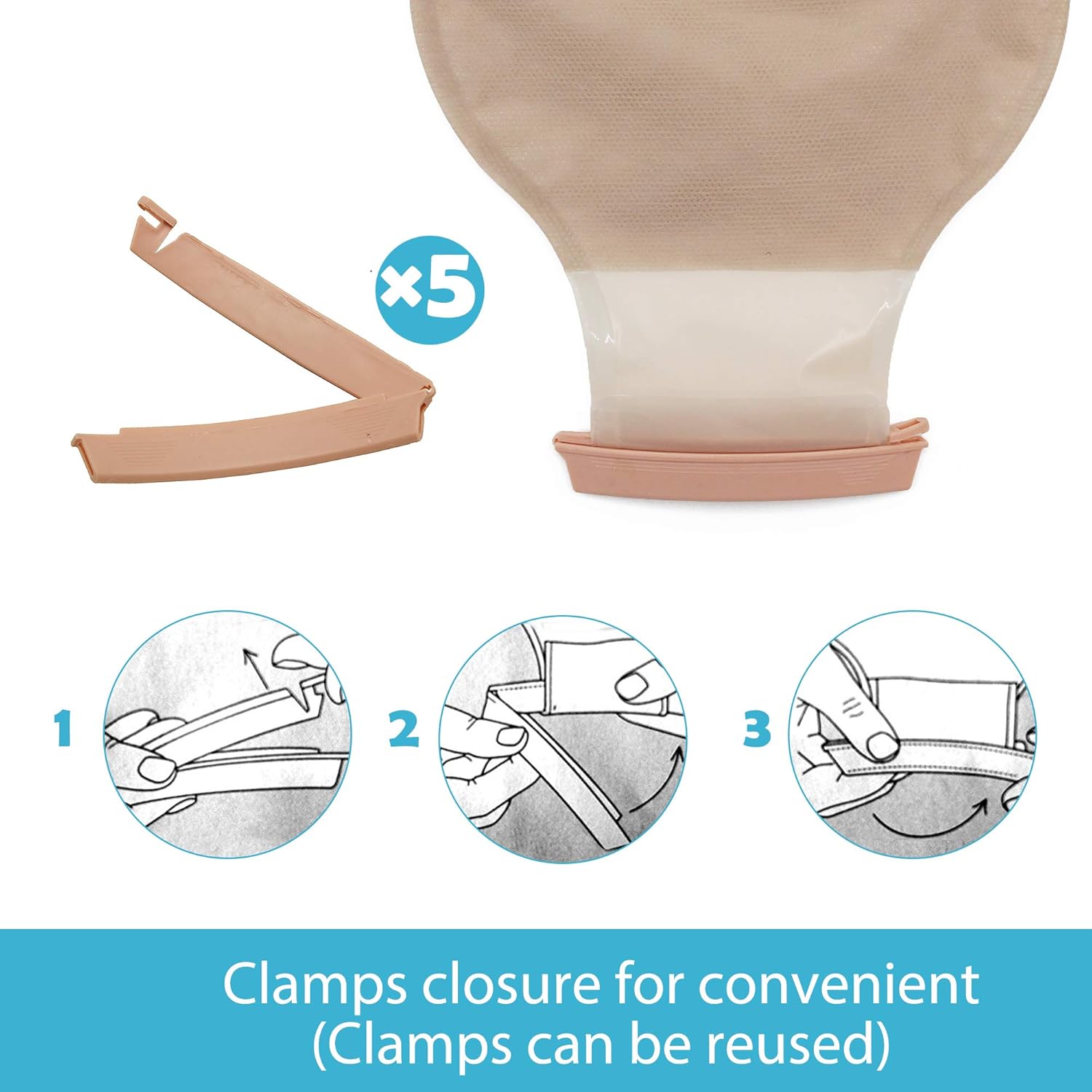LotFancy 20PCS Ostomy Supplies, Colostomy Bags, One Piece Drainable Pouches with Clamp Closure for Ileostomy Stoma Care, Cut-to-Fit, Pack of 20/Box: Health & Personal Care