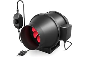 InfiniPower 4 Inch 200 CFM Inline Duct Fan with Variable Speed Controller, Exhaust HVAC Blower for Grow Tent, Basement, Black