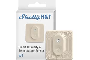 Shelly Blu H&T Ivory | Bluetooth Smart Temperature & Humidity Sensor with Remote App Control & Monitoring | Splash and dust-Proof | Smart Scenes | Notification Alerts | Free Data Storage Export