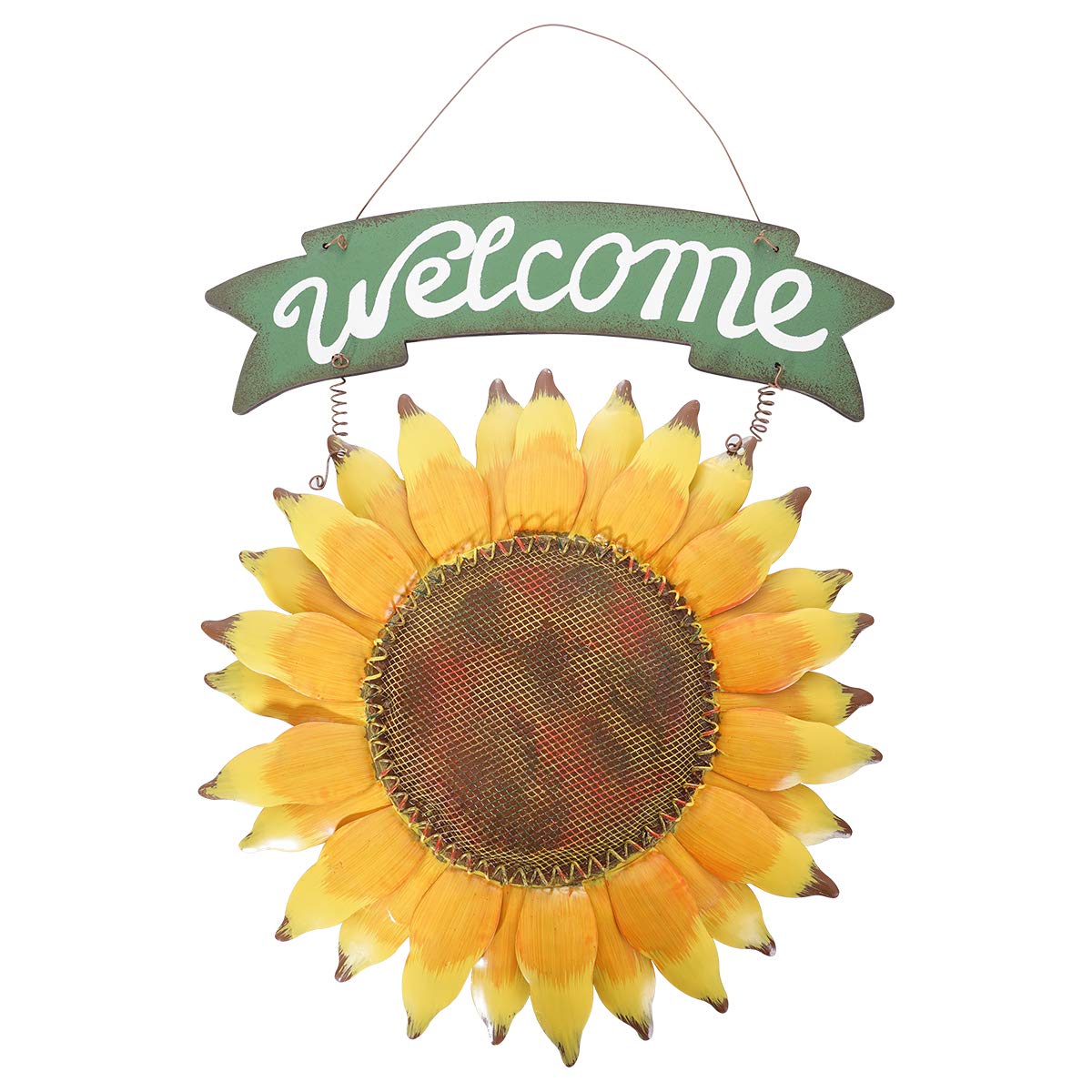 C&Z Vintage Garden Welcome Signs for Door Hanging Home Decor, Hanging Sunflower Welcome Plaque for Front Door