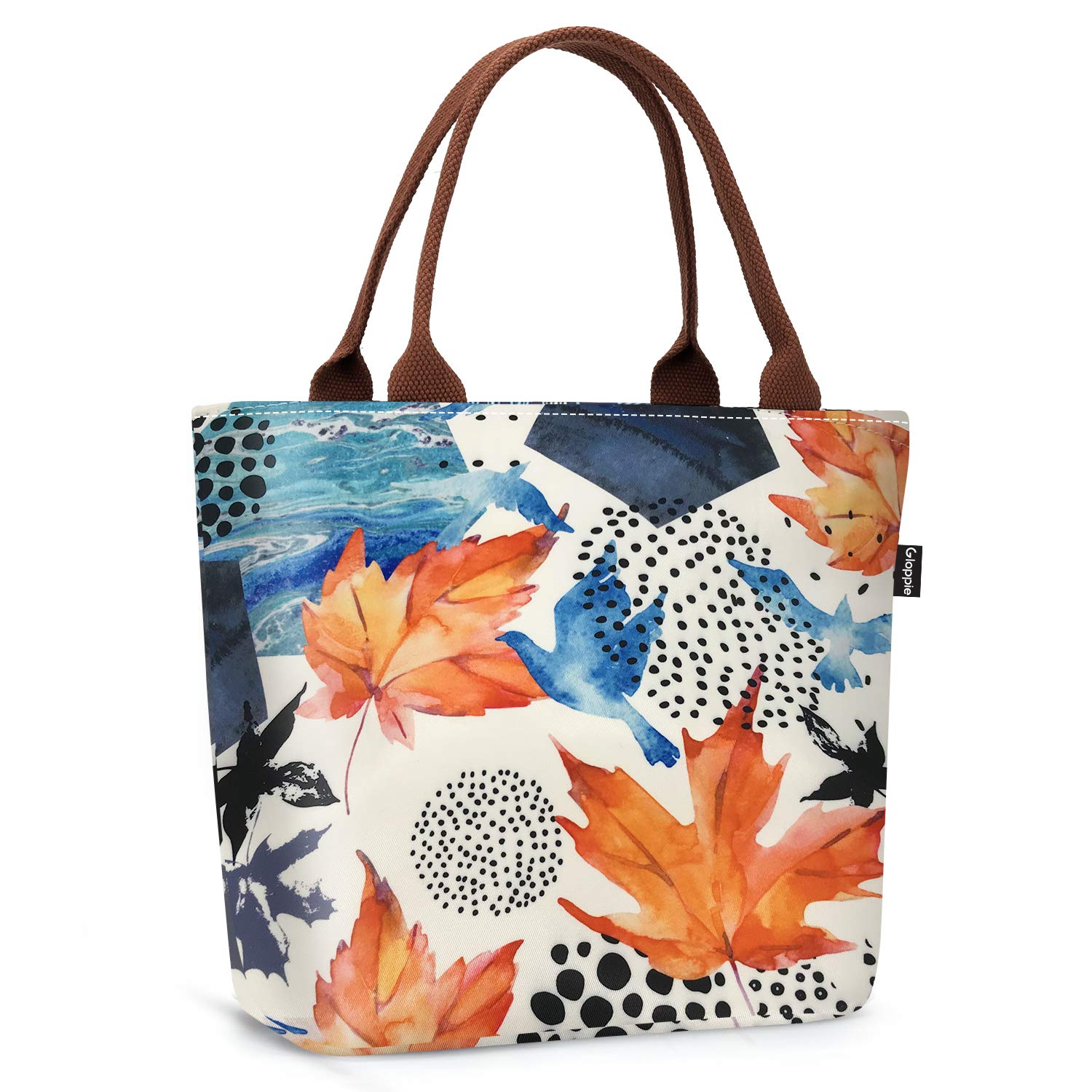 Gloppie Lunch Bag Insulated Lunch Box Lunch Tote Bag 9L Large Drinks Holder Durable Nylon Thermal for Adults College Work Picnic Hiking Beach Fishing, Maple Leaf