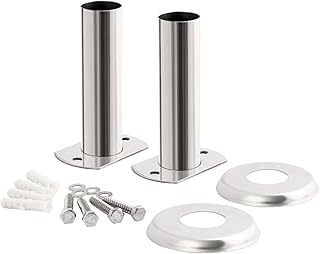 Zelsius Pool Montage Flansch Set, Ø 40 mm, aus V2A Edelstahl, zur Befestigung von Poolleiter, Leiterendstücke, Flanschrohr Kit inkl. Montagematerial