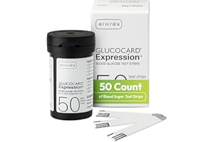 ARKRAY GLUCOCARD Expression Blood Glucose Test Strips - No Coding, 0.8 Microliter & Fast 6-Second Results - Compatible with GLUCOCARD Expression Blood Glucose Meter - 50 Count