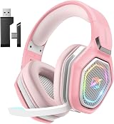 Ozeino Wireless Gaming Headset 2.4G Type C 40h RGB Pink PS5 PS4 PC