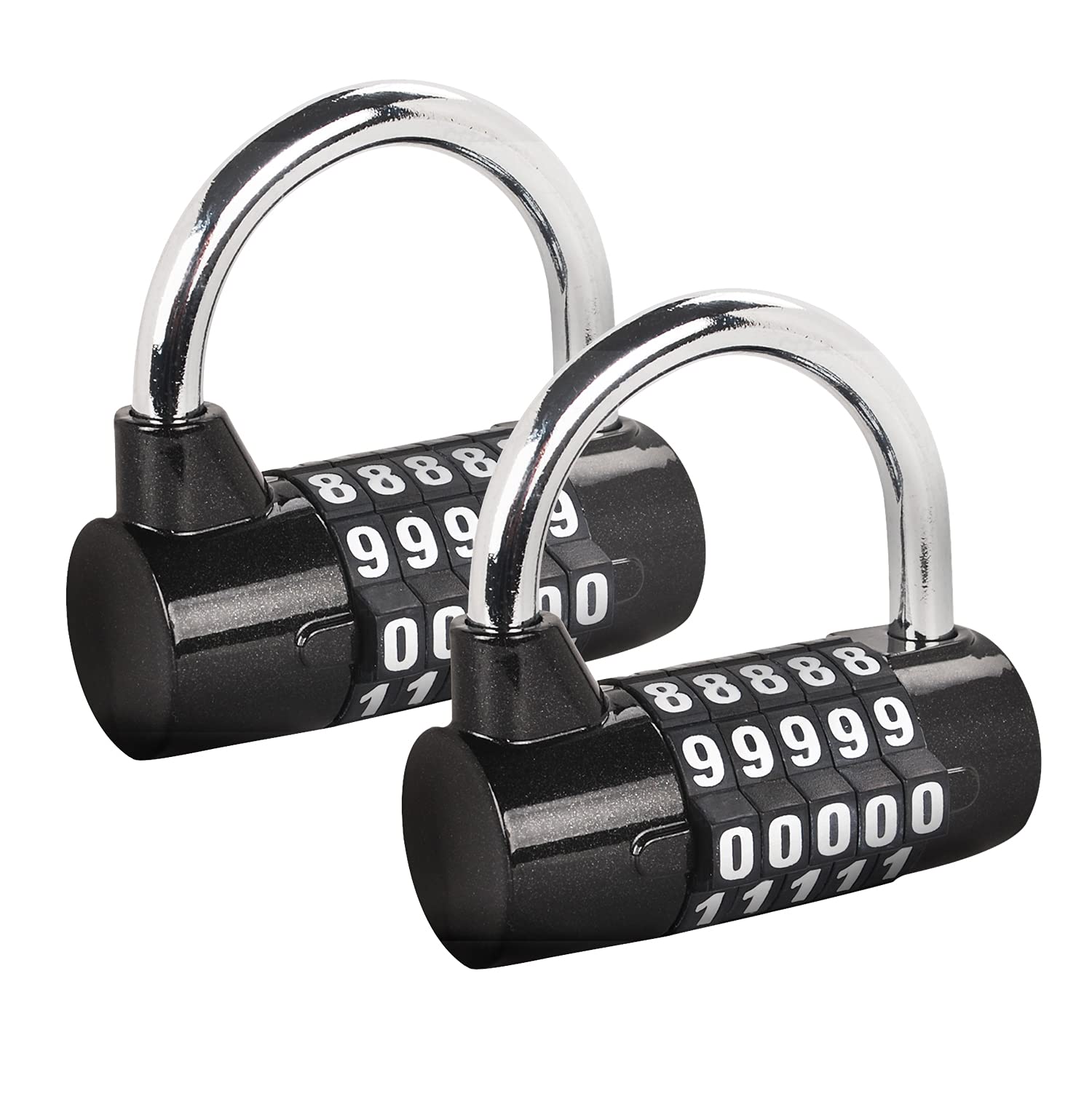 SISAV 5 Digit Combination Lock,Gym Padlock,Replaceable Combination Lock,Suitable for School Lockers,Tool Boxes,Fences,Black(2 Pack) — image 1
