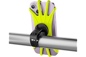 VUP Bike Phone Mount, Universal Bike Cell Phone Holder, 360° Rotatable, Silicone Bicycle Phone Mount Compatible with iPhone 14/13/Pro Max/Pro/mini/12/11/Xs, 4.0''~6.7'' Cellphones Yellow