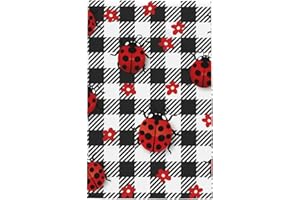 Myrzoxetp Kitchen Towels - Checkered Ladybug Soft Absorbent Quick Drying Dish Towel, Reusable Microfiber Waffle Weave Hand Di