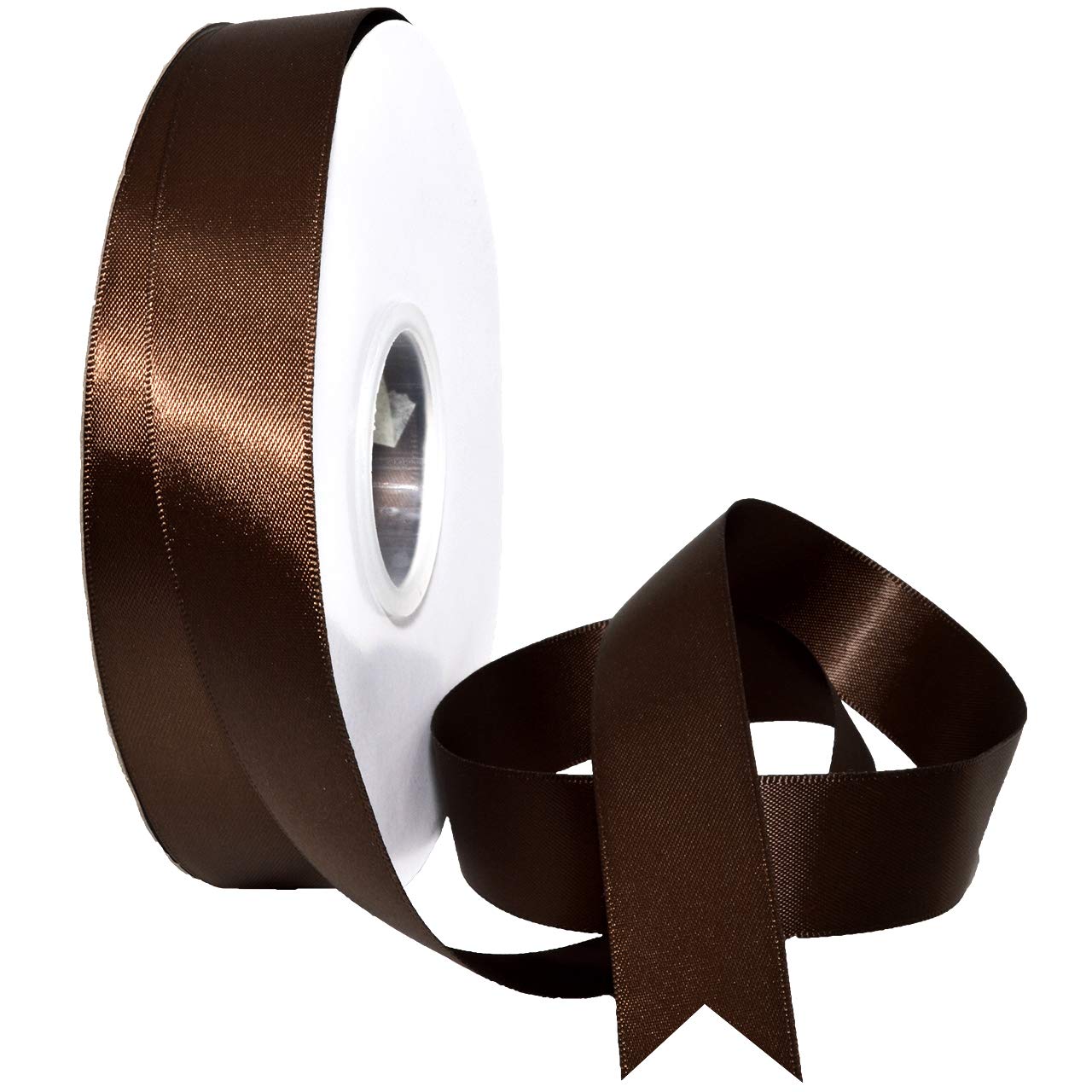 Morex Ribbon Double Face Satin Ribbon 7/8" X 50 YD Brown Ribbon for Gift Wrapping, Birthday Gift Cards, Satin Dress for Women, Silk Ribbons for Crafts, Wedding Gifts for Couple