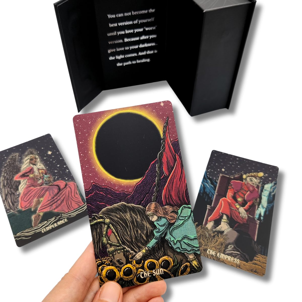 Dark Reflections Tarot Shadow Work Cards Deck, Unique Art Work with Guide Book for Beginners - A Minimalist Tarot Large Deck, Major and Minor Arcana Full Tarot Deck with 78 Cards