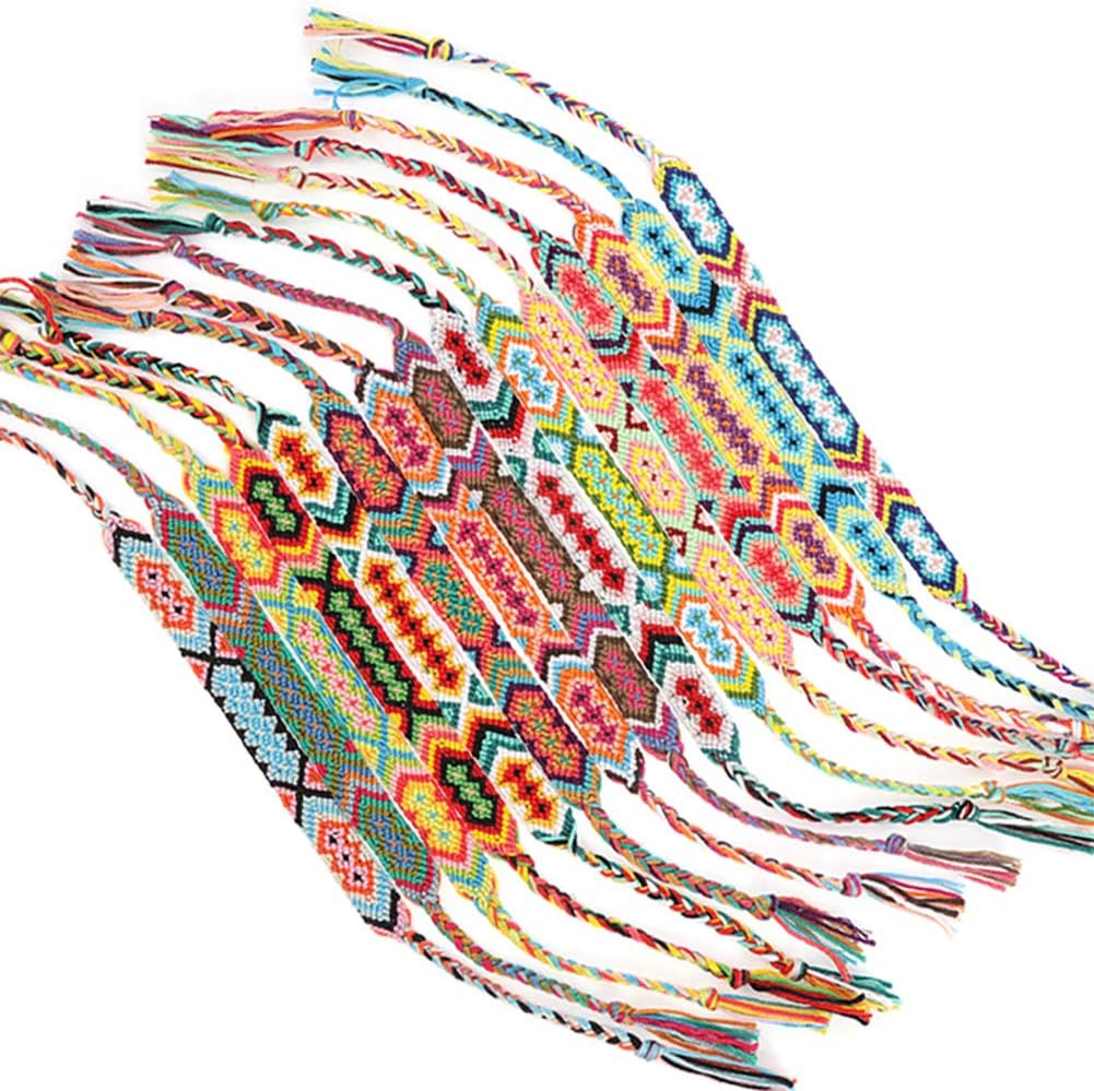 15 Pcs Woven Friendship Bracelet Handmade Lucky Transport Braided Bracelet for Men Women Colorful Woven Wrist Adjustable Multi Color Braided Bracelet for Wrist